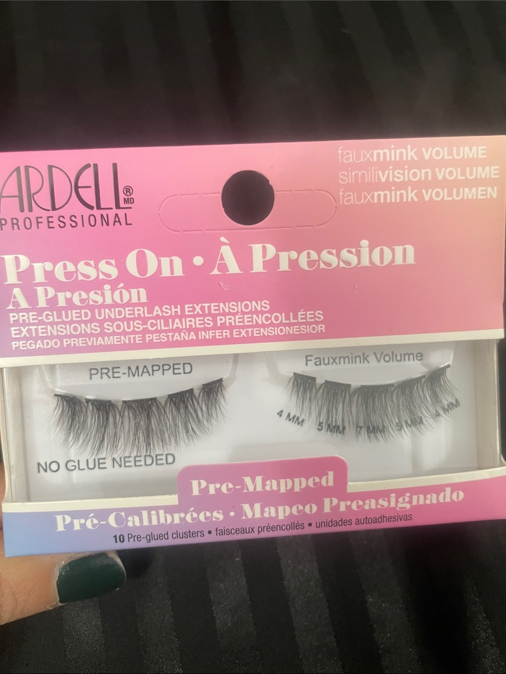 Ardell Fauxmink Volume Pre-Mapped Press-On Underlash Extensions - Pink & Black